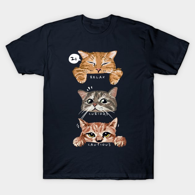 relax, curious, cautious cat T-Shirt by Retrofit